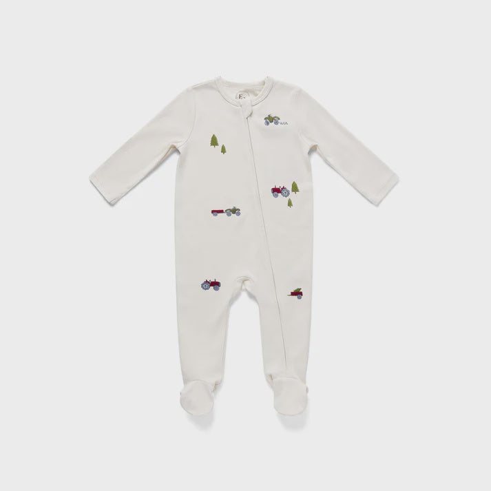 Tractor Embroidered Sleepsuit