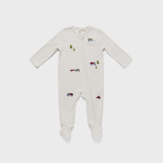 Tractor Embroidered Sleepsuit