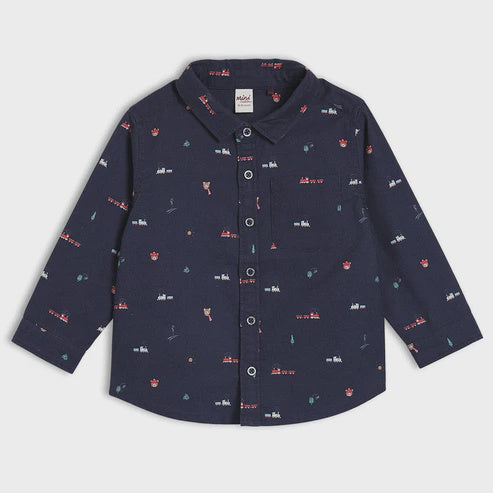 Train Printed Shirt - Navy Blue