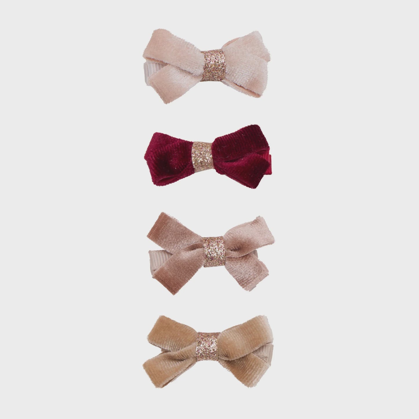 Glitter Bow Clips - Pink