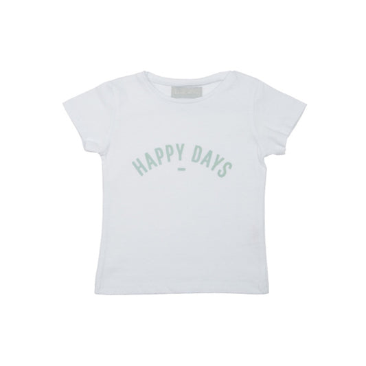 White "Happy Days" Cap Sleeved T-Shirt