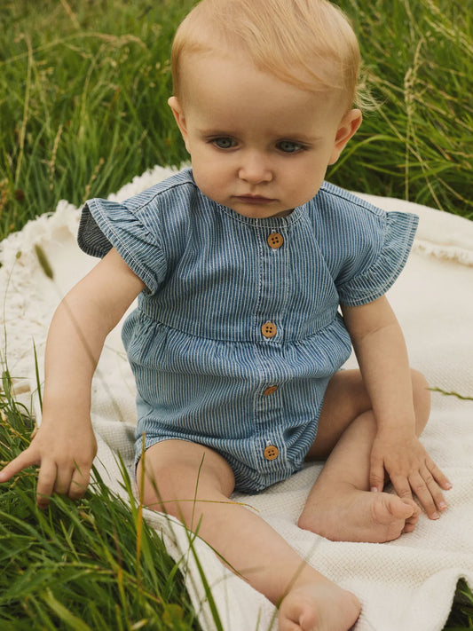 Denim Ruffle Romper