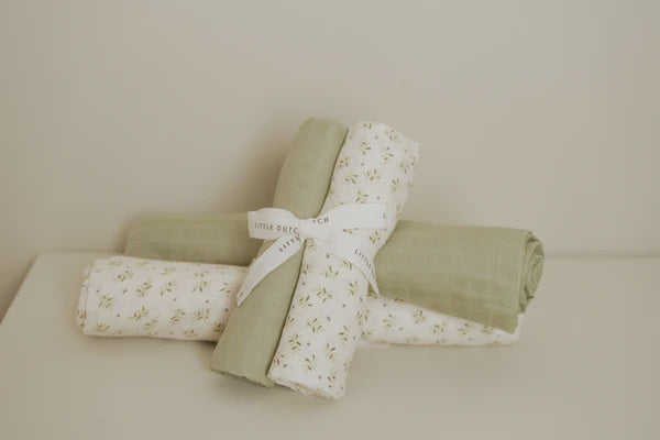 Muslin 70 x70cm - Blueberry Leaves & Sage