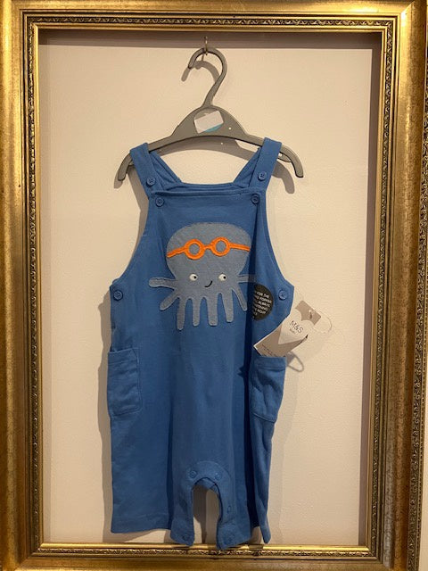 Pre-loved M&S Octopus Short Dungarees 18-24m with tags