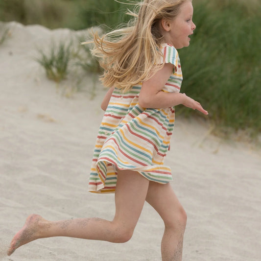 Rainbow Striped Smocked Dress