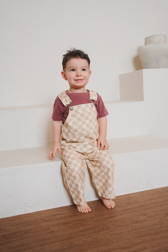 Willow Check Dungarees - Sand