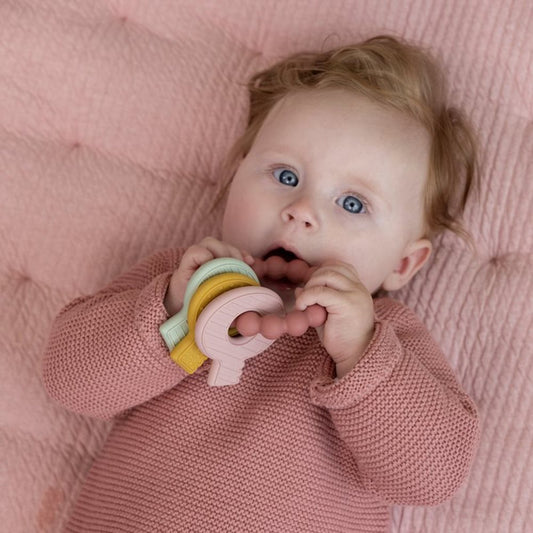 Silicone Teething Toy Keys - Pink