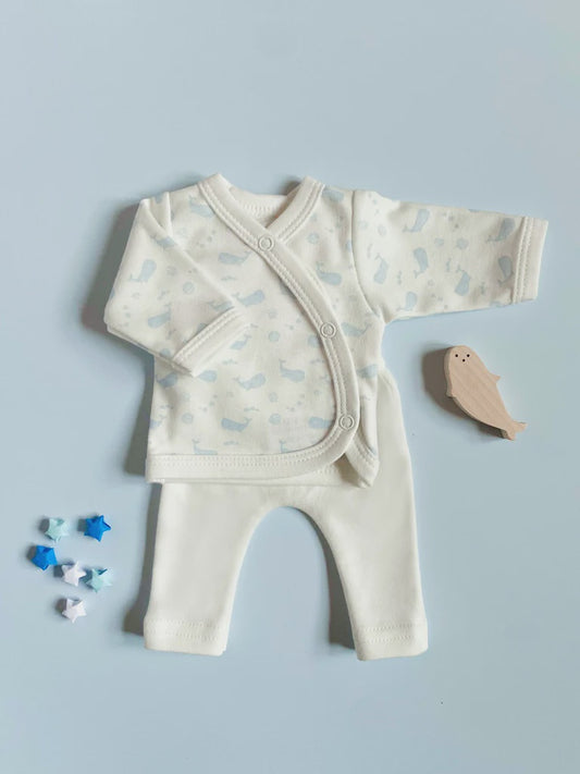 Premature Wrap Top & Trouser Set - Ocean Blue 4-7lb