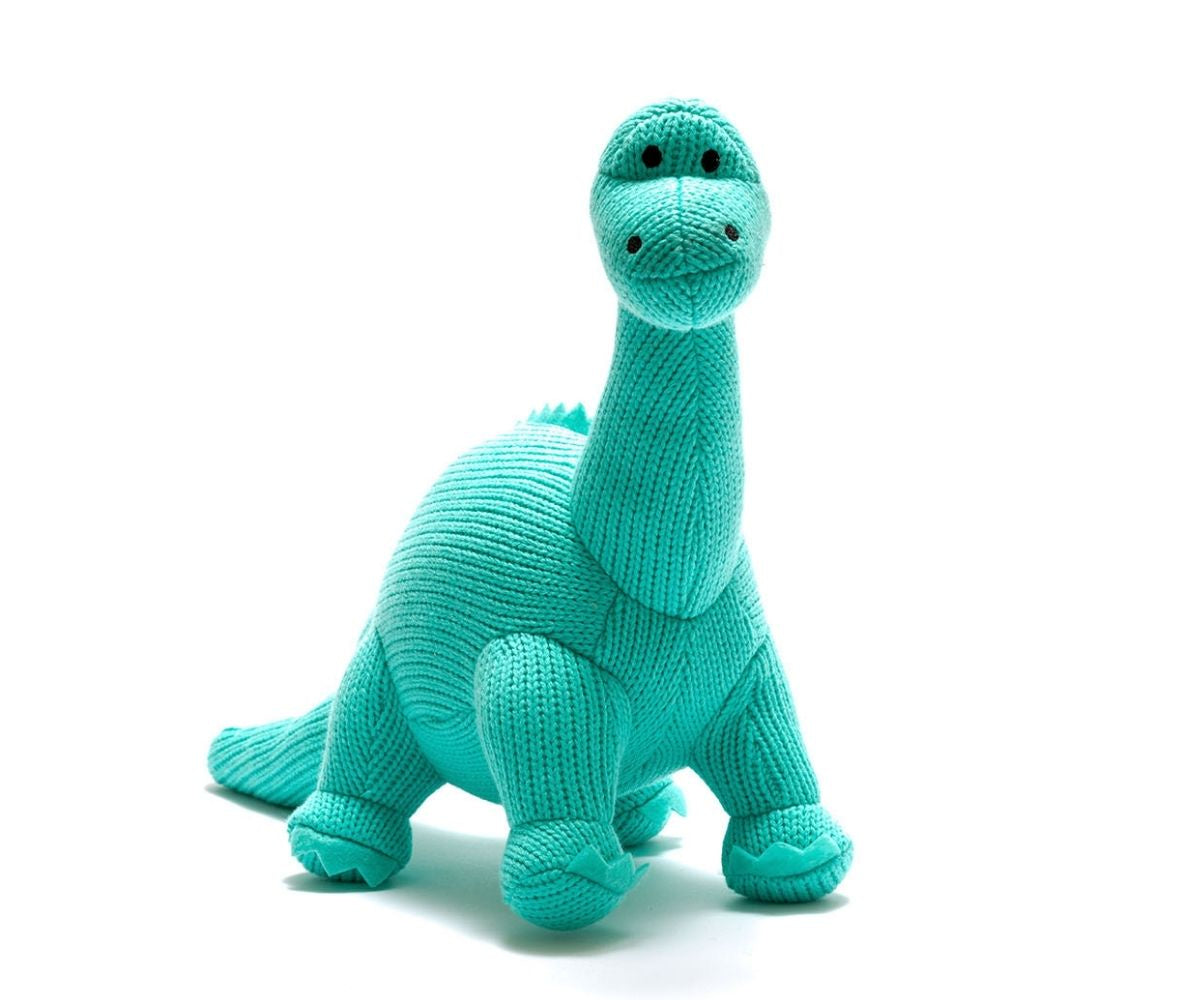Diplodocus Knitted Dinosaur Soft Toy-Ice Blue