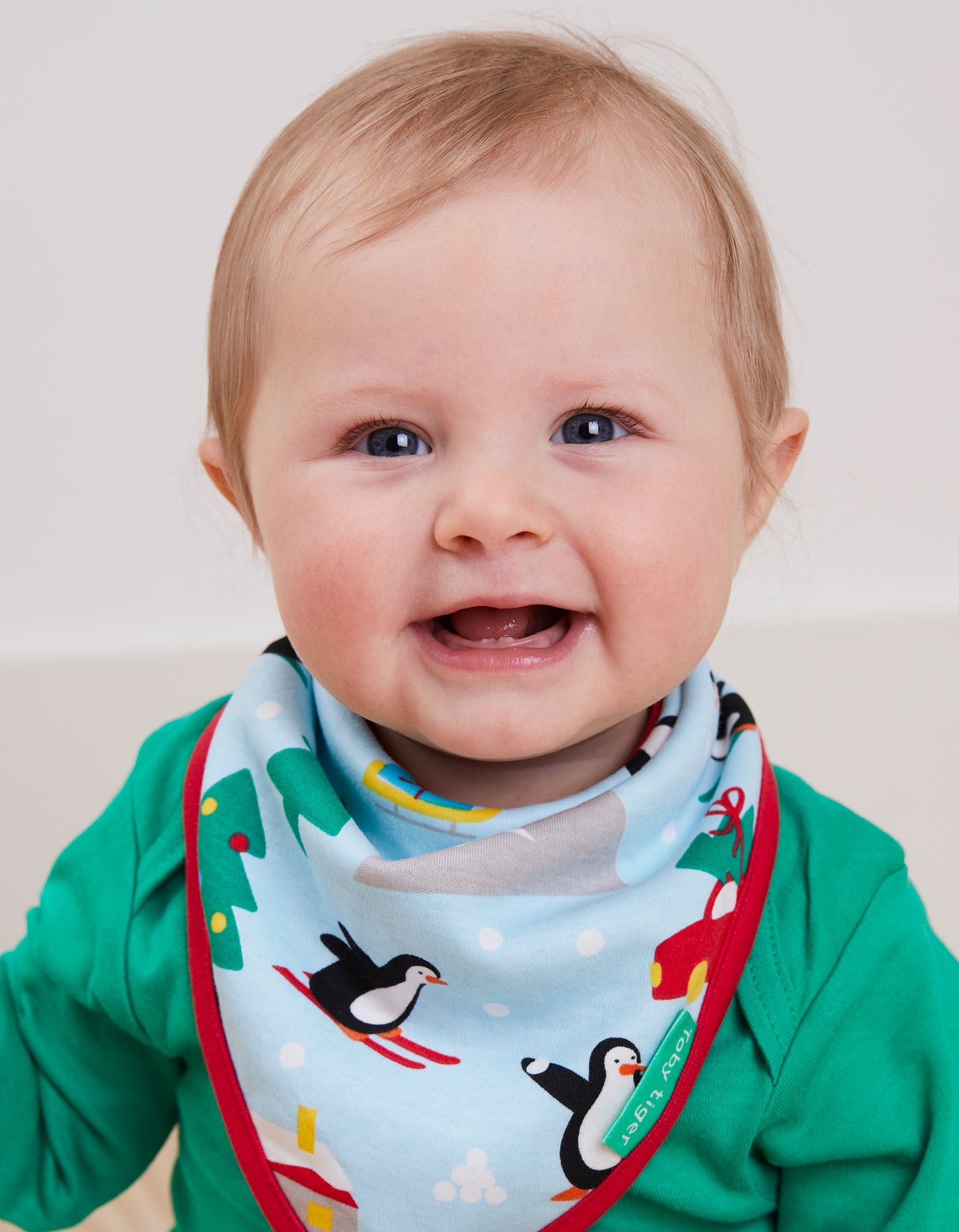 Organic Penguin's Christmas Print Dribble Bib