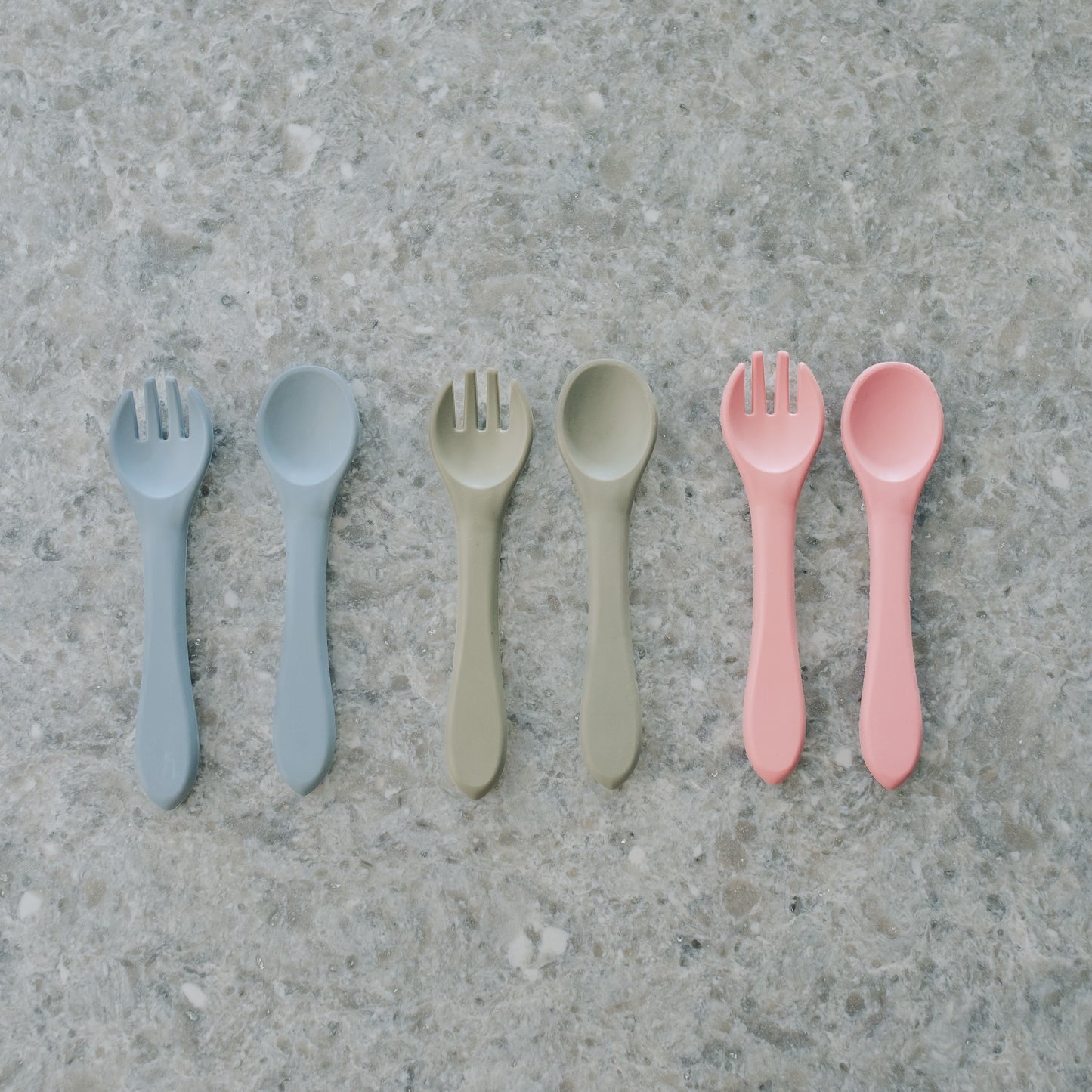 Sage Green Silicone Fork and Spoon Set