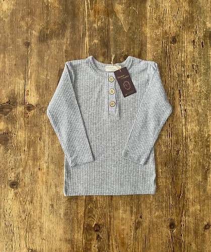 Ribbed Grandad Top Grey