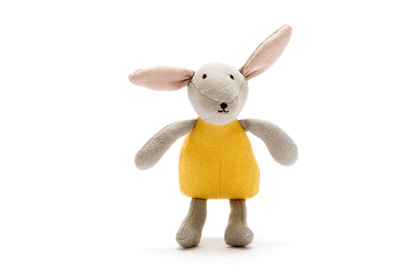 Knitted Organic Cotton Mustard Bunny Rabbit Baby Scandi Toy
