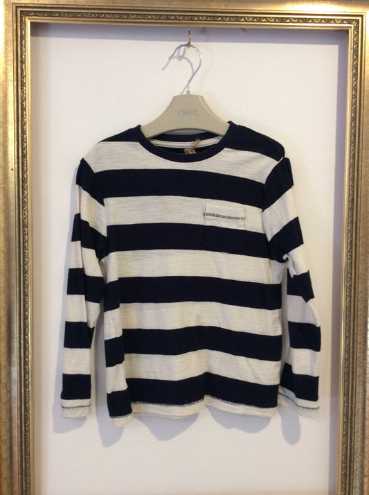 Pre-loved M&S Navy White Striped Top 5-6y