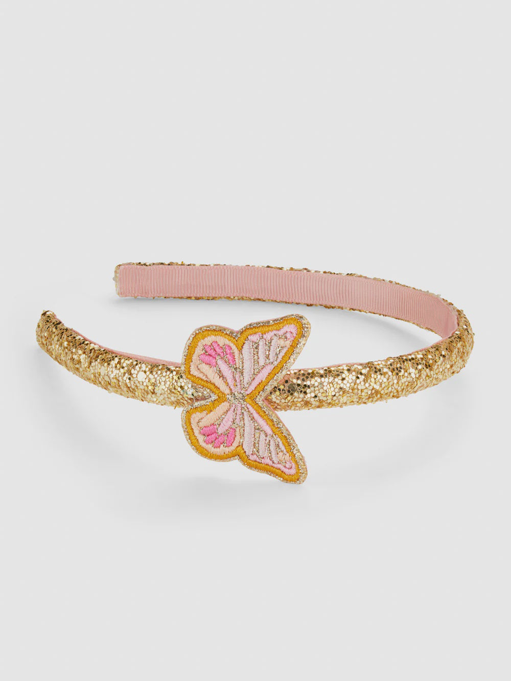 Pink Embroidered Butterfly Headband