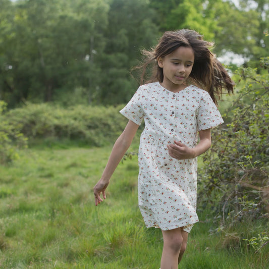 Spring Flowers Button Through Short Sleeve Dress