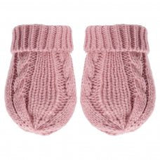 Dusty Pink Cable Knit Mittens
