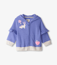 Blue Melange Baby Flutter Sleeve Hoodie