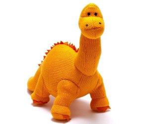 Diplodocus Knitted Dinosaur Soft Toy Orange
