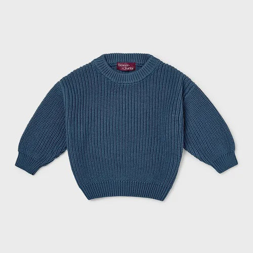 Organic Cotton Chunky Knit Jumper - Blue