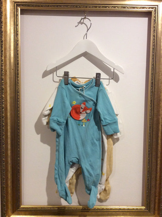 Pre-loved Next Sleepsuits x3 up to 7-8Ibs