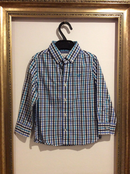 Pre-loved Crew Clothing Blue Gingham Shirt with tags 3-4y