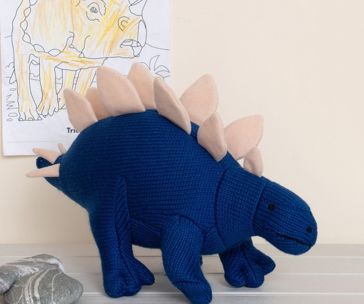 Stegosaurus Knitted Dinosaur - Blue